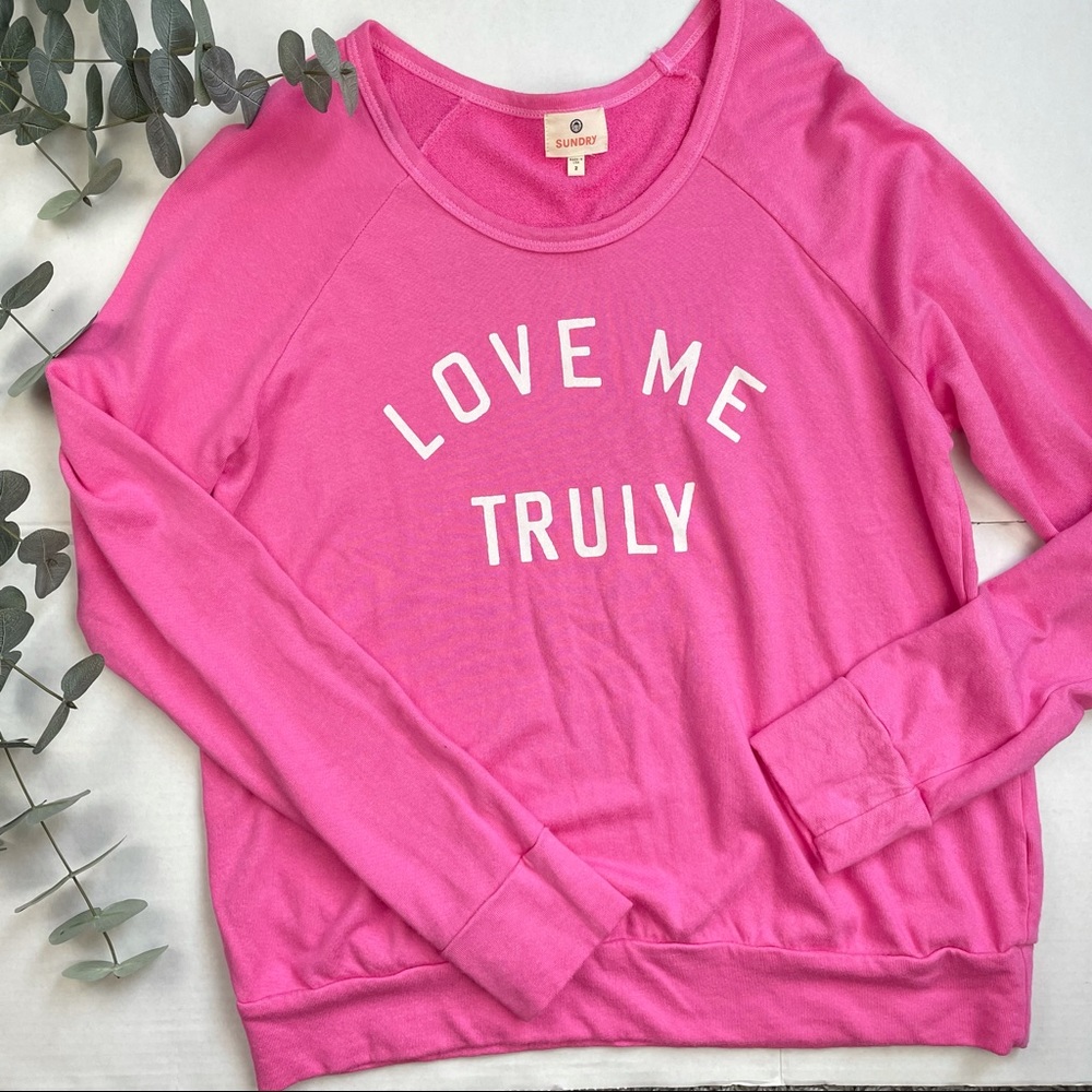 Sundry Womens Love Me Truly Pullover Sweatshirt